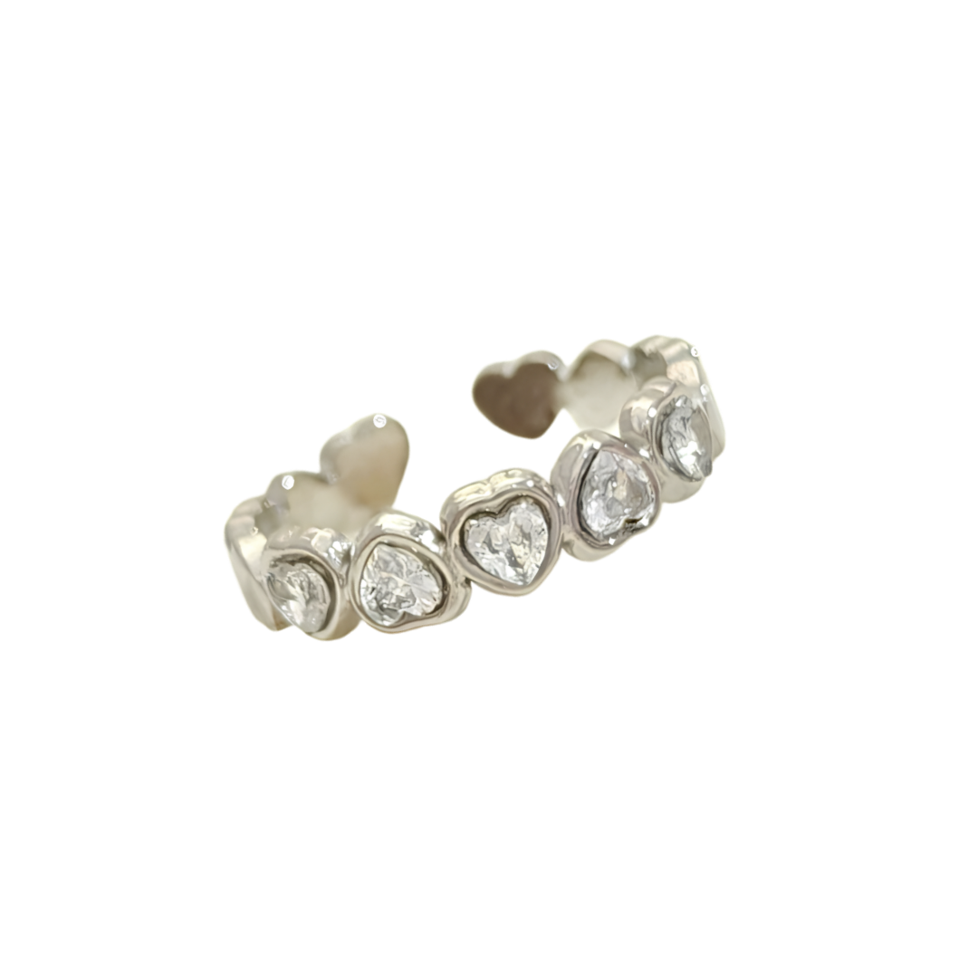 Anillo corazones zirconia