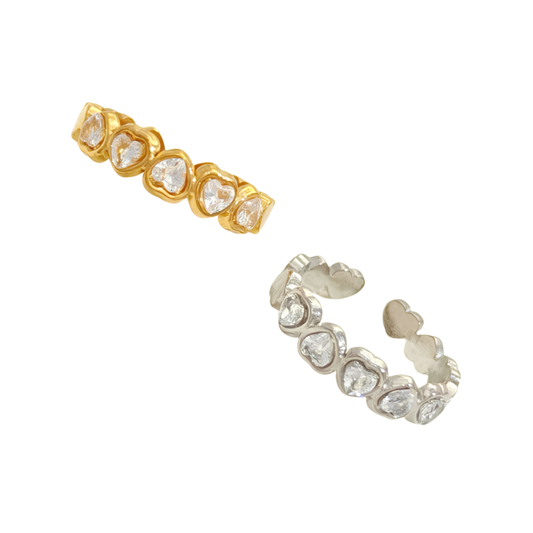 Anillo corazones zirconia